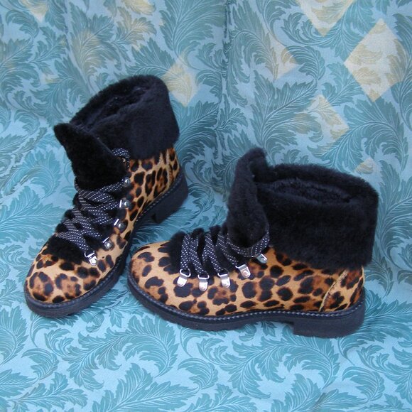 🤎🖤 J. Crew size 8-8.5 Nordic Boots in Leopard Calf Hair - Picture 2 of 12